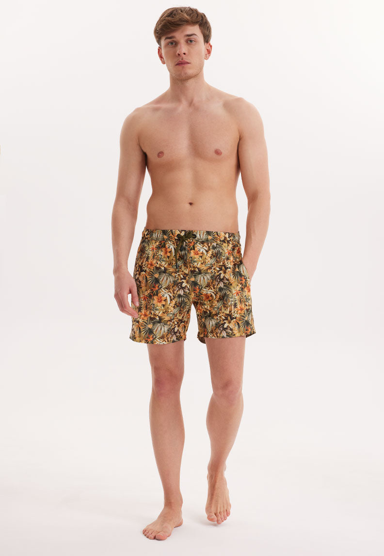 WMPATTERN LEAF SWIM SHORTS in Yellow AOP - Swim Shorts - Westmark London EU(TR) Store Organik Pamuklu Sürdürülebilir Moda