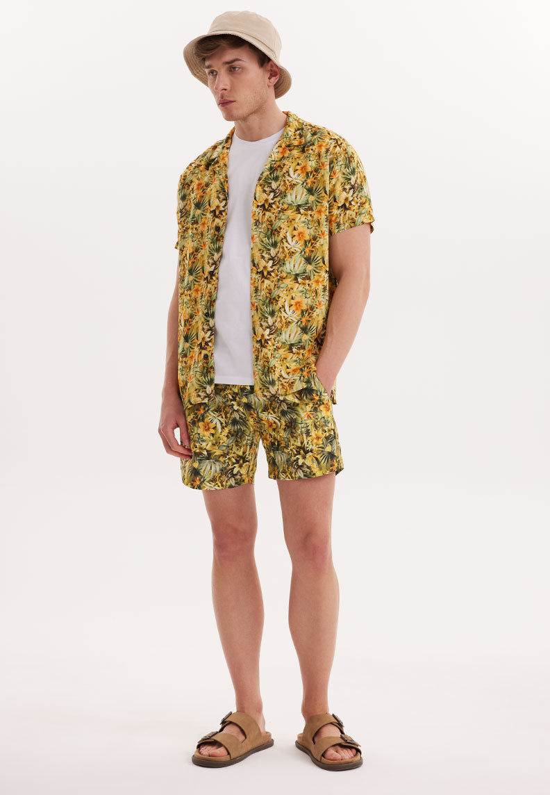 WMHAWAII LEAF S/S SHIRT in Yellow AOP - Shirt - Westmark London EU(TR) Store Organik Pamuklu Sürdürülebilir Moda