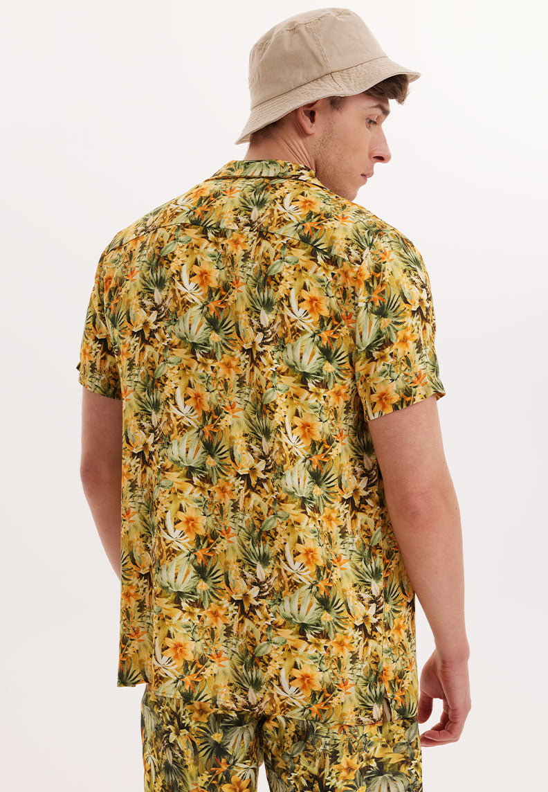 WMHAWAII LEAF S/S SHIRT in Yellow AOP - Shirt - Westmark London EU(TR) Store Organik Pamuklu Sürdürülebilir Moda