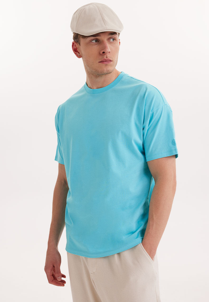 ESSENTIALS OVERSIZED TEE in Blue Curacao - T-Shirt - Westmark London EU(TR) Store Organik Pamuklu Sürdürülebilir Moda