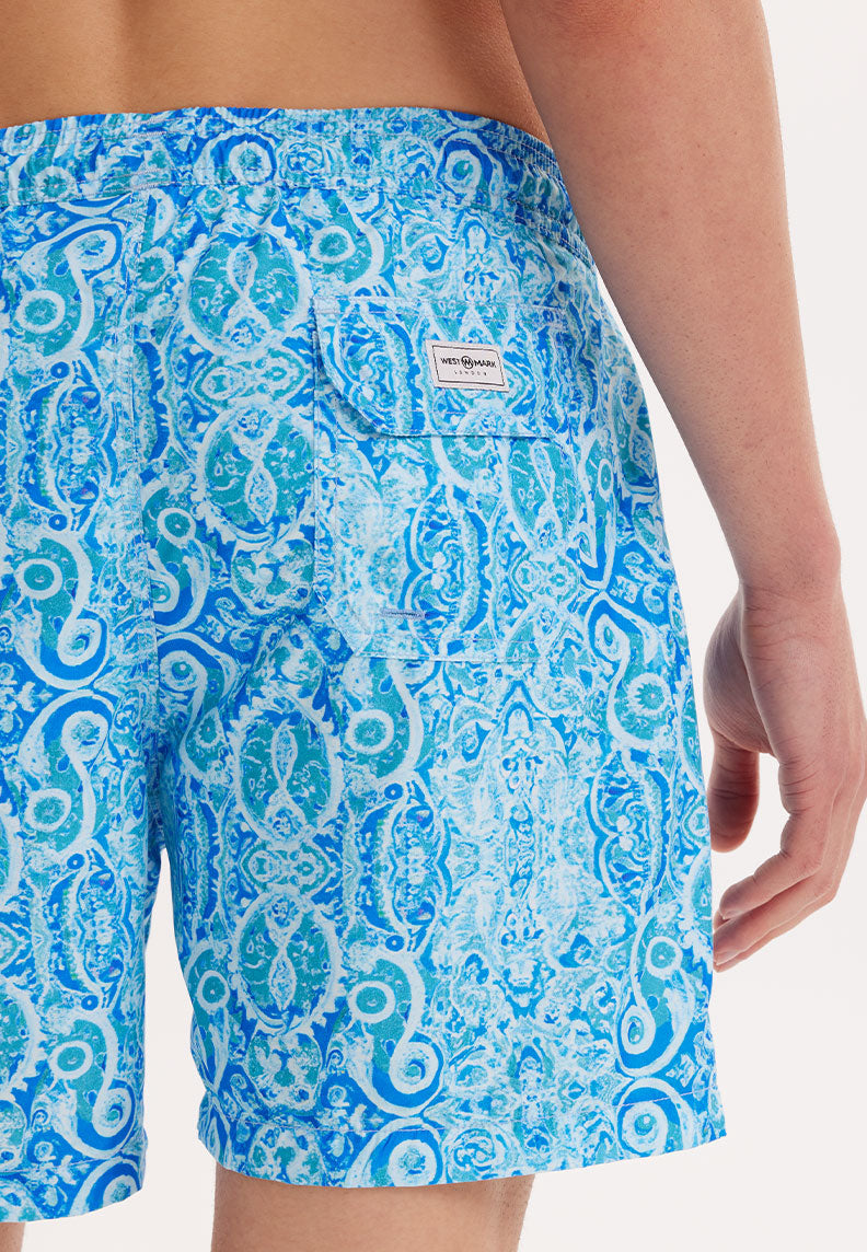 WMPATTERN MAJOLICA SWIM SHORTS in Light Blue AOP - Swim Shorts - Westmark London EU(TR) Store Organik Pamuklu Sürdürülebilir Moda