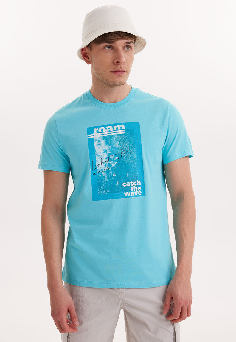WMCOLLAGE ROAM TEE in Blue Curacao - T-Shirt - Westmark London EU(TR) Store Organik Pamuklu Sürdürülebilir Moda