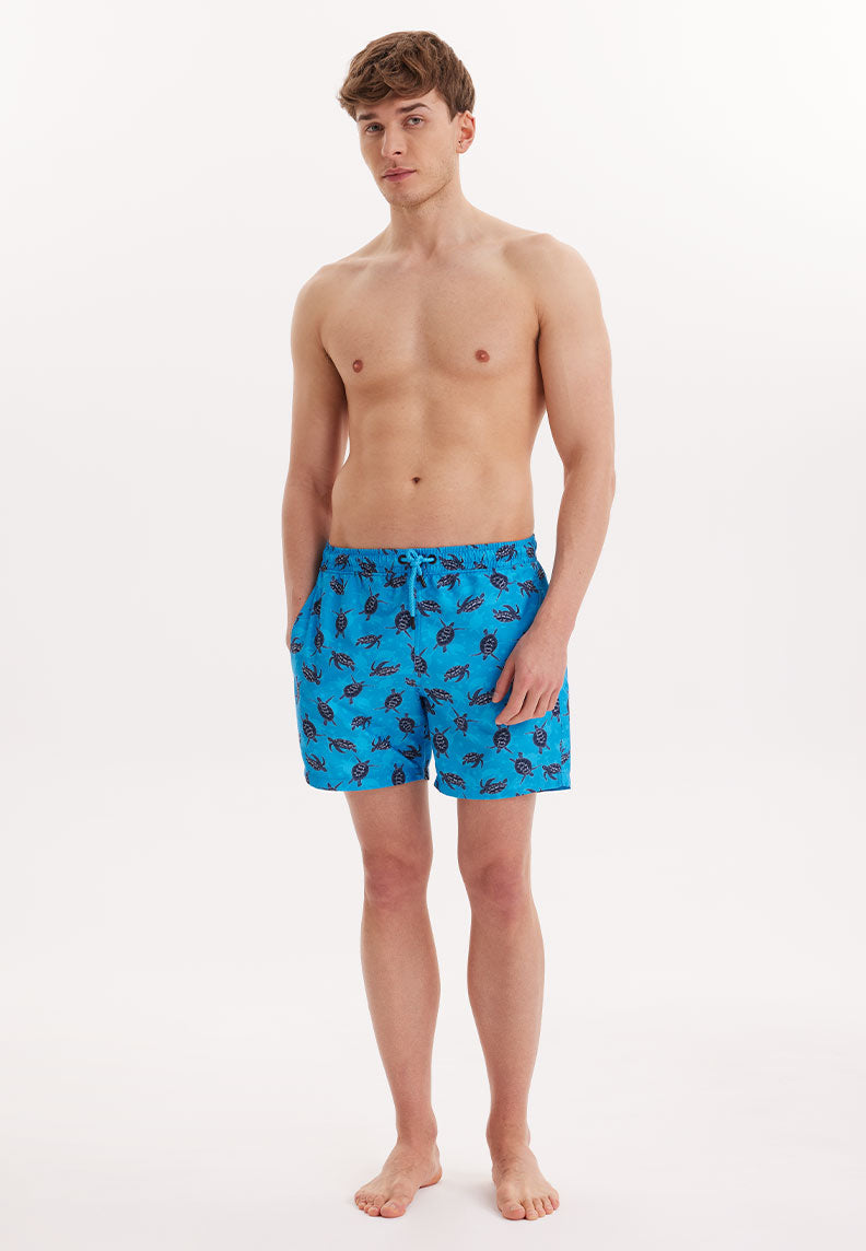 SEA TURTLE SWIM SHORTS in Blue AOP - Swim Shorts - Westmark London EU(TR) Store Organik Pamuklu Sürdürülebilir Moda