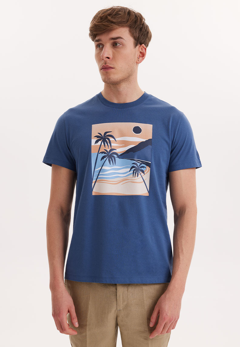 WMVIEW PALM TEE in Dark Denim - T-Shirt - Westmark London EU(TR) Store Organik Pamuklu Sürdürülebilir Moda