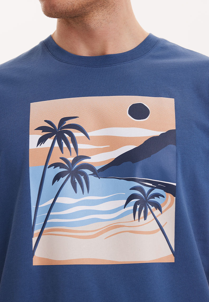 WMVIEW PALM TEE in Dark Denim - T-Shirt - Westmark London EU(TR) Store Organik Pamuklu Sürdürülebilir Moda