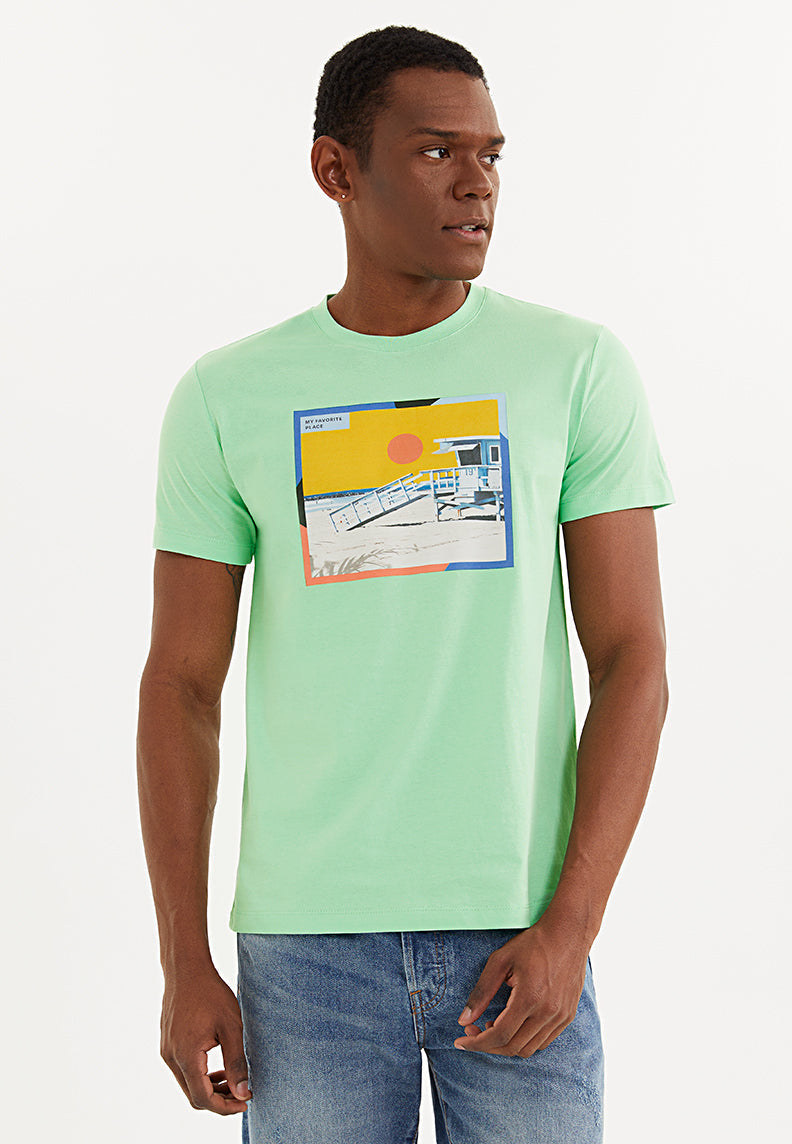 BEACH HOUSE COLLAGE TEE in Fair Green- T-Shirt - Westmark London EU(TR) Store Organik Pamuklu Sürdürülebilir Moda
