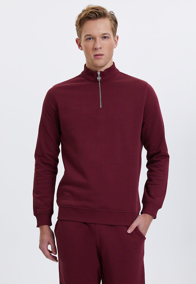 CORE HALF ZIP SWEAT in Cabernet – Sweatshirt - Westmark London EU(TR) Store Organik Pamuklu Sürdürülebilir Moda