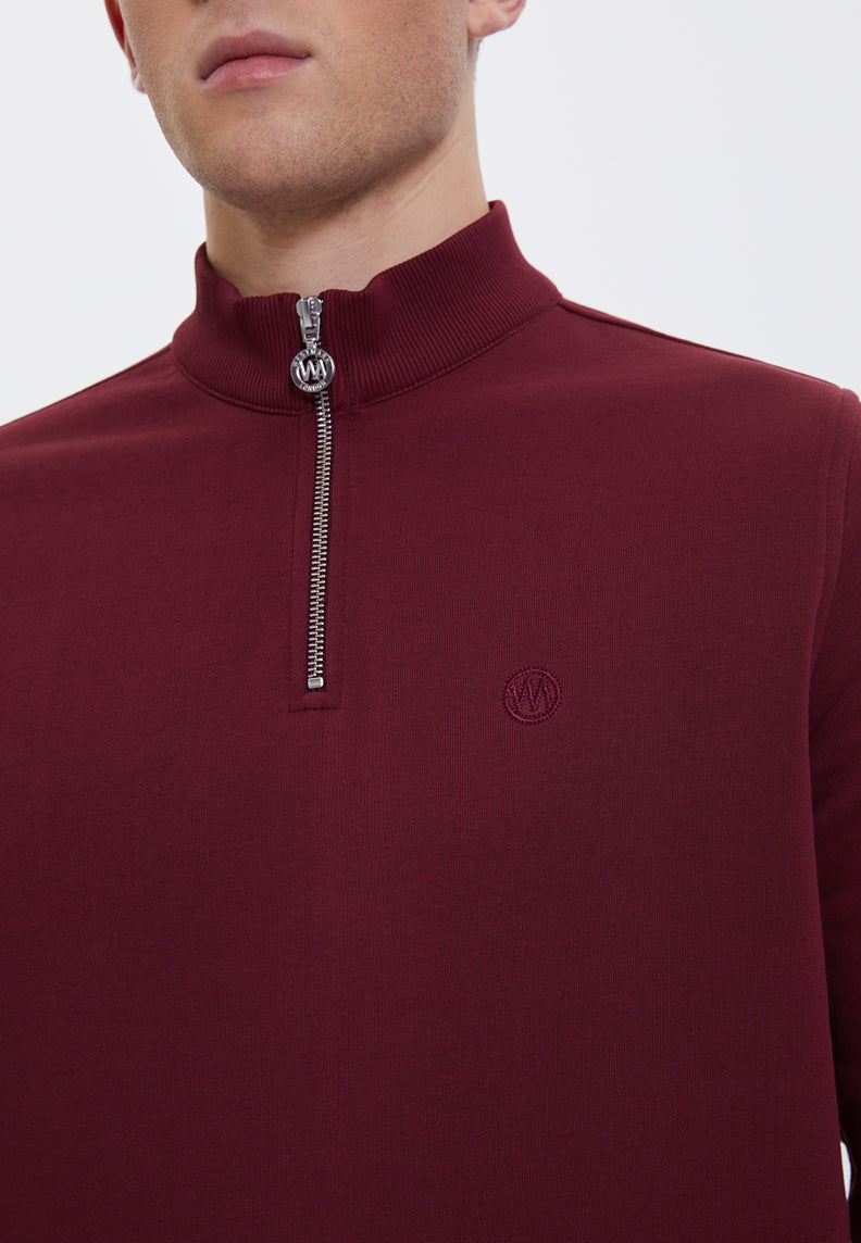 CORE HALF ZIP SWEAT in Cabernet – Sweatshirt - Westmark London EU(TR) Store Organik Pamuklu Sürdürülebilir Moda