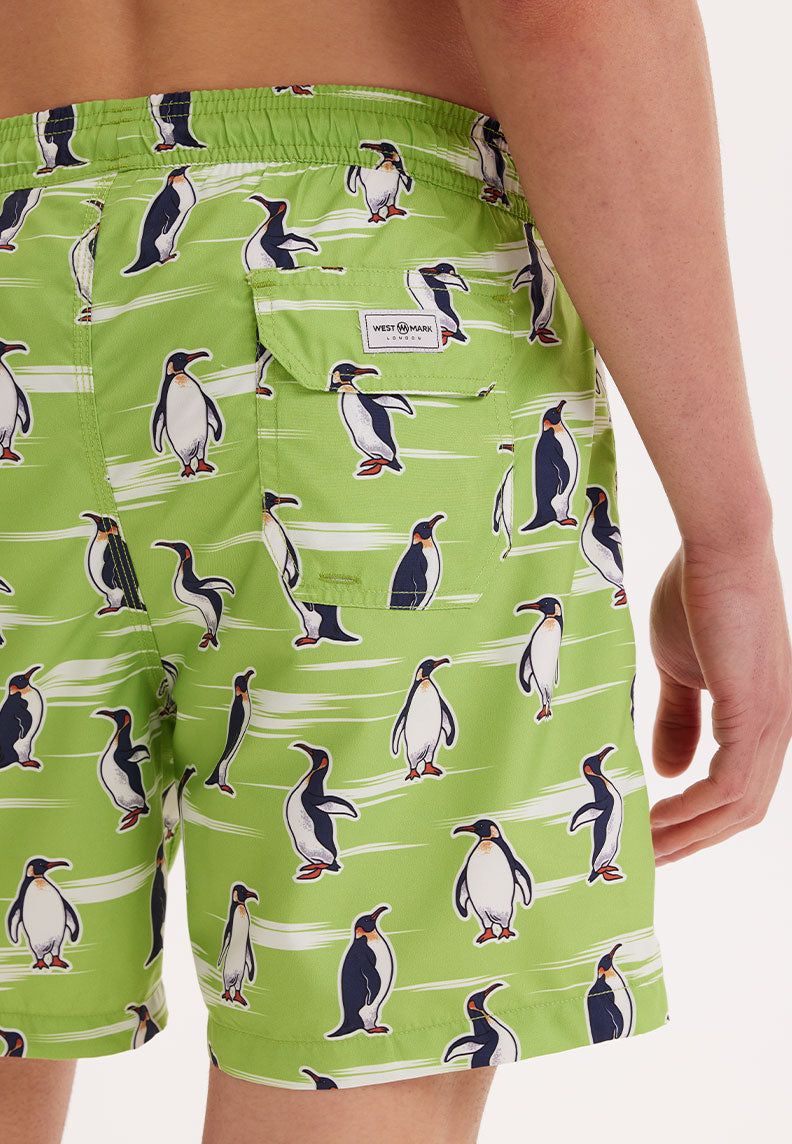 WMANIMAL PENGUIN SWIM SHORTS in Green AOP - Swim Shorts - Westmark London EU(TR) Store Organik Pamuklu Sürdürülebilir Moda