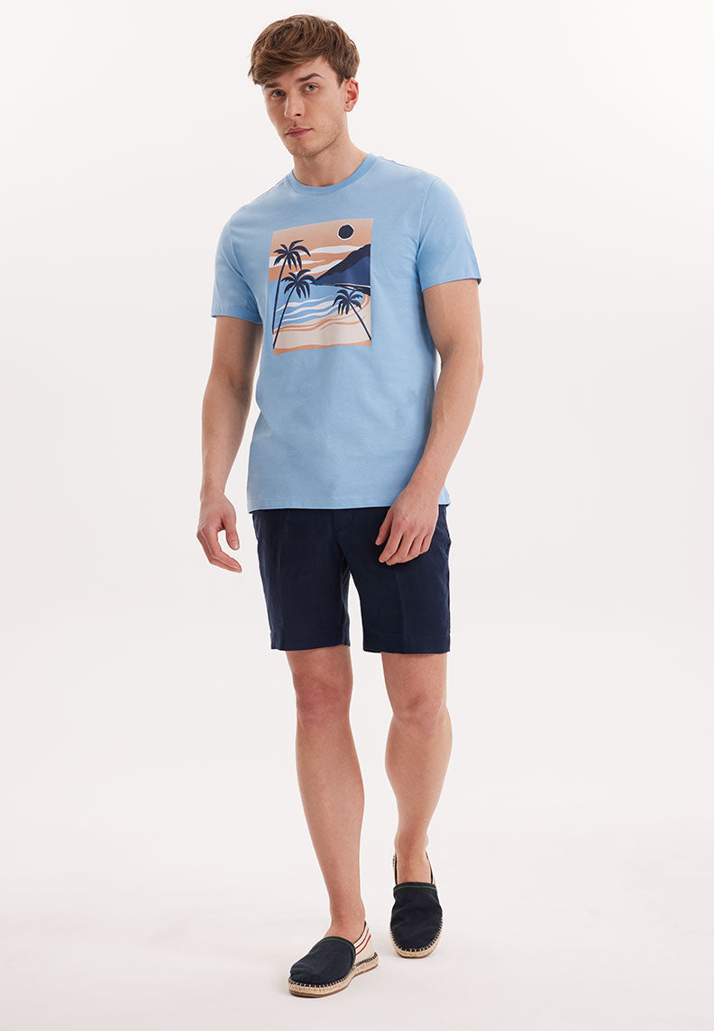 WMVIEW PALM TEE in Blissful Blue - T-Shirt - Westmark London EU(TR) Store Organik Pamuklu Sürdürülebilir Moda