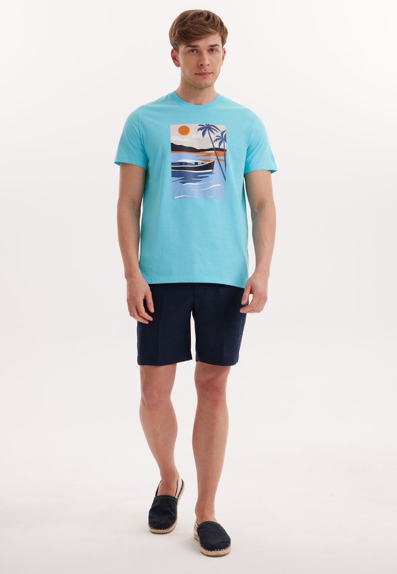 WMVIEW BOAT TEE in Blue Curacao - T-Shirt - Westmark London EU(TR) Store Organik Pamuklu Sürdürülebilir Moda
