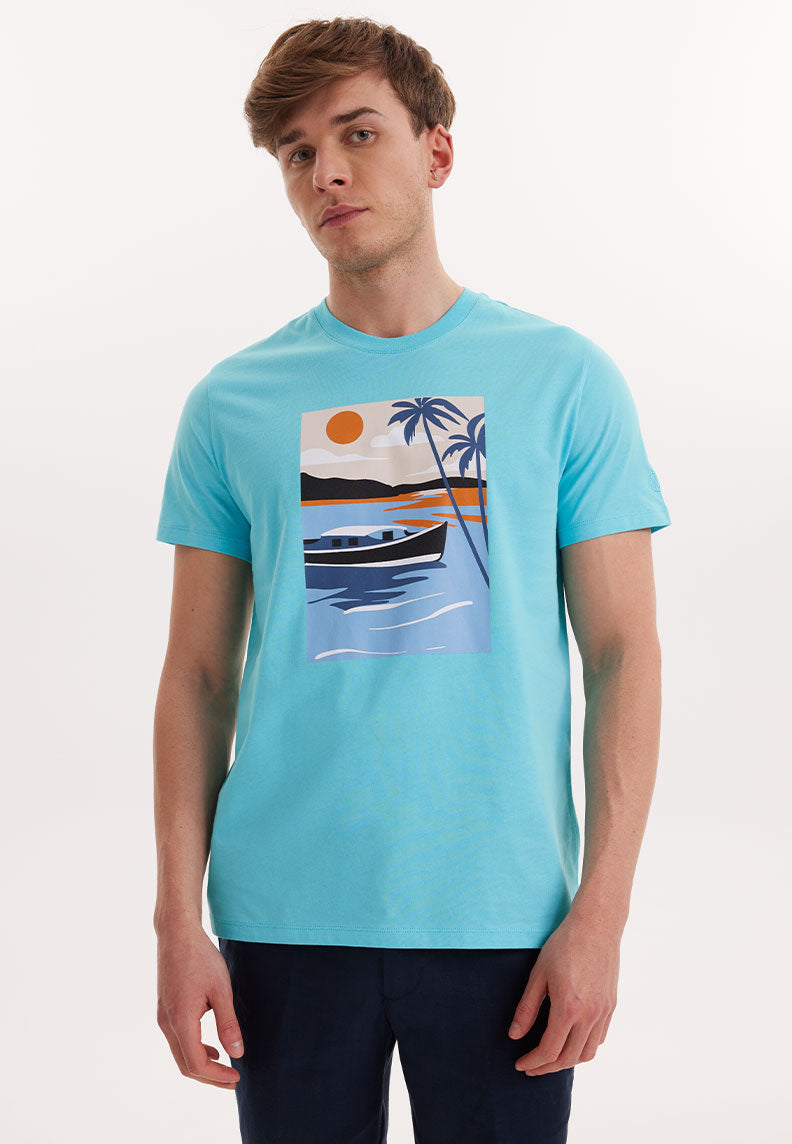 WMVIEW BOAT TEE in Blue Curacao - T-Shirt - Westmark London EU(TR) Store Organik Pamuklu Sürdürülebilir Moda