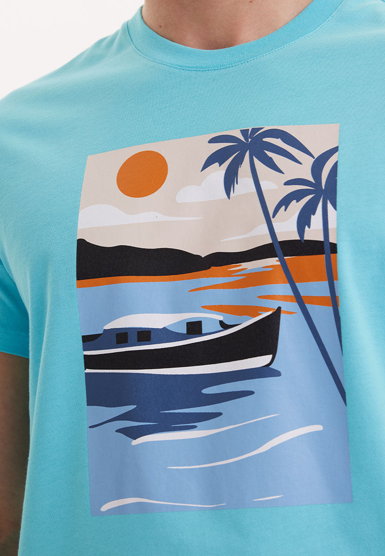 WMVIEW BOAT TEE in Blue Curacao - T-Shirt - Westmark London EU(TR) Store Organik Pamuklu Sürdürülebilir Moda
