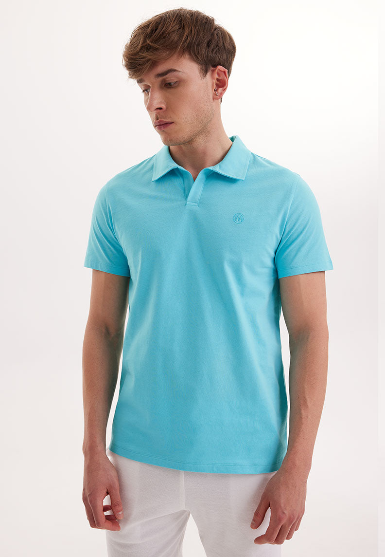 VITAL POLO TEE in Blue Curacao - T-Shirt - Westmark London EU(TR) Store Organik Pamuklu Sürdürülebilir Moda