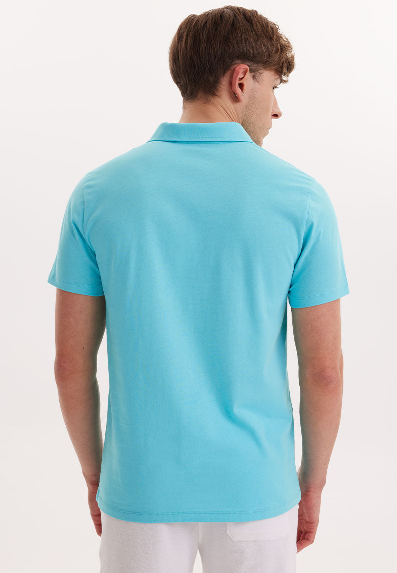 VITAL POLO TEE in Blue Curacao - T-Shirt - Westmark London EU(TR) Store Organik Pamuklu Sürdürülebilir Moda