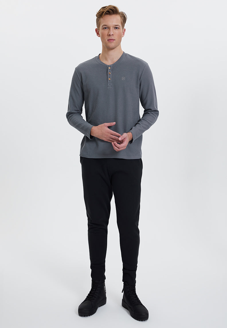 ESSENTIALS LONG SLEEVE HENLEY in Quiet Shade - T-Shirt - Westmark London EU(TR) Store Organik Pamuklu Sürdürülebilir Moda