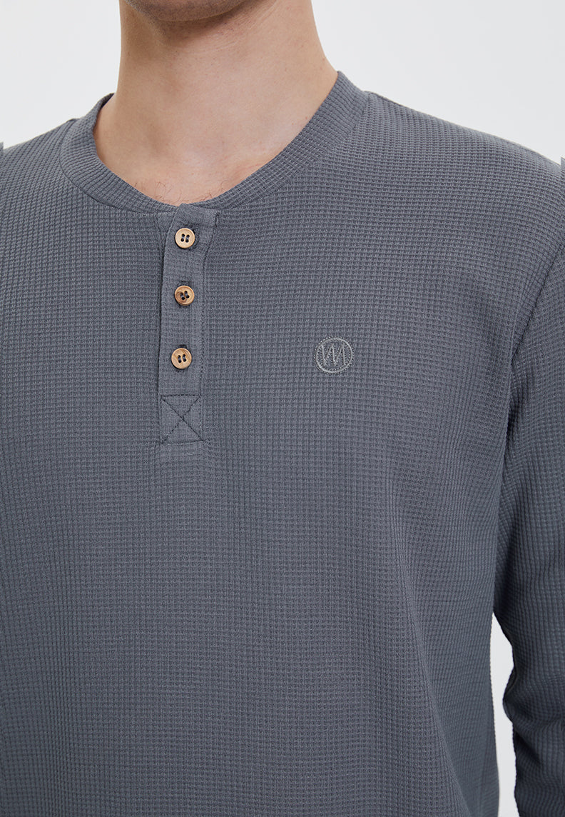 ESSENTIALS LONG SLEEVE HENLEY in Quiet Shade - T-Shirt - Westmark London EU(TR) Store Organik Pamuklu Sürdürülebilir Moda
