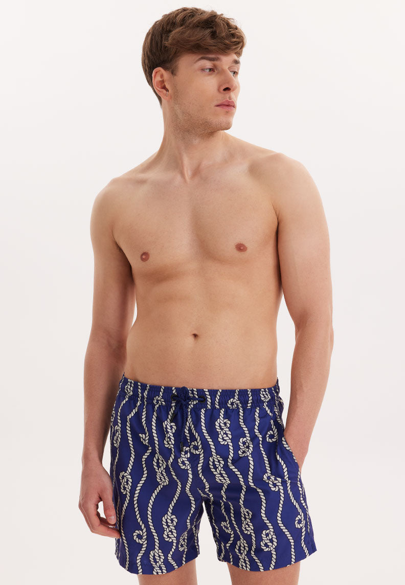 WMROPE KNOT SWIM SHORTS in Navy AOP - Swim Shorts - Westmark London EU(TR) Store Organik Pamuklu Sürdürülebilir Moda