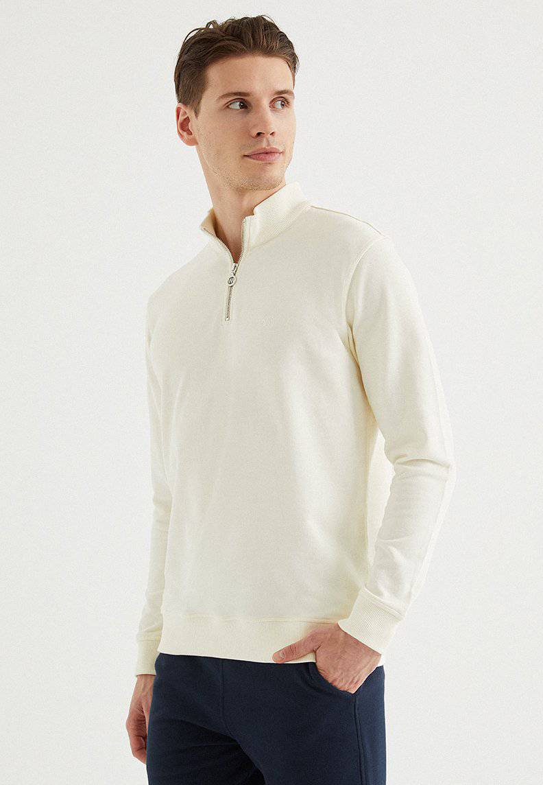 CORE HALF ZIP SWEAT in Vanilla Ice - Sweatshirt - Westmark London EU(TR) Store Organik Pamuklu Sürdürülebilir Moda