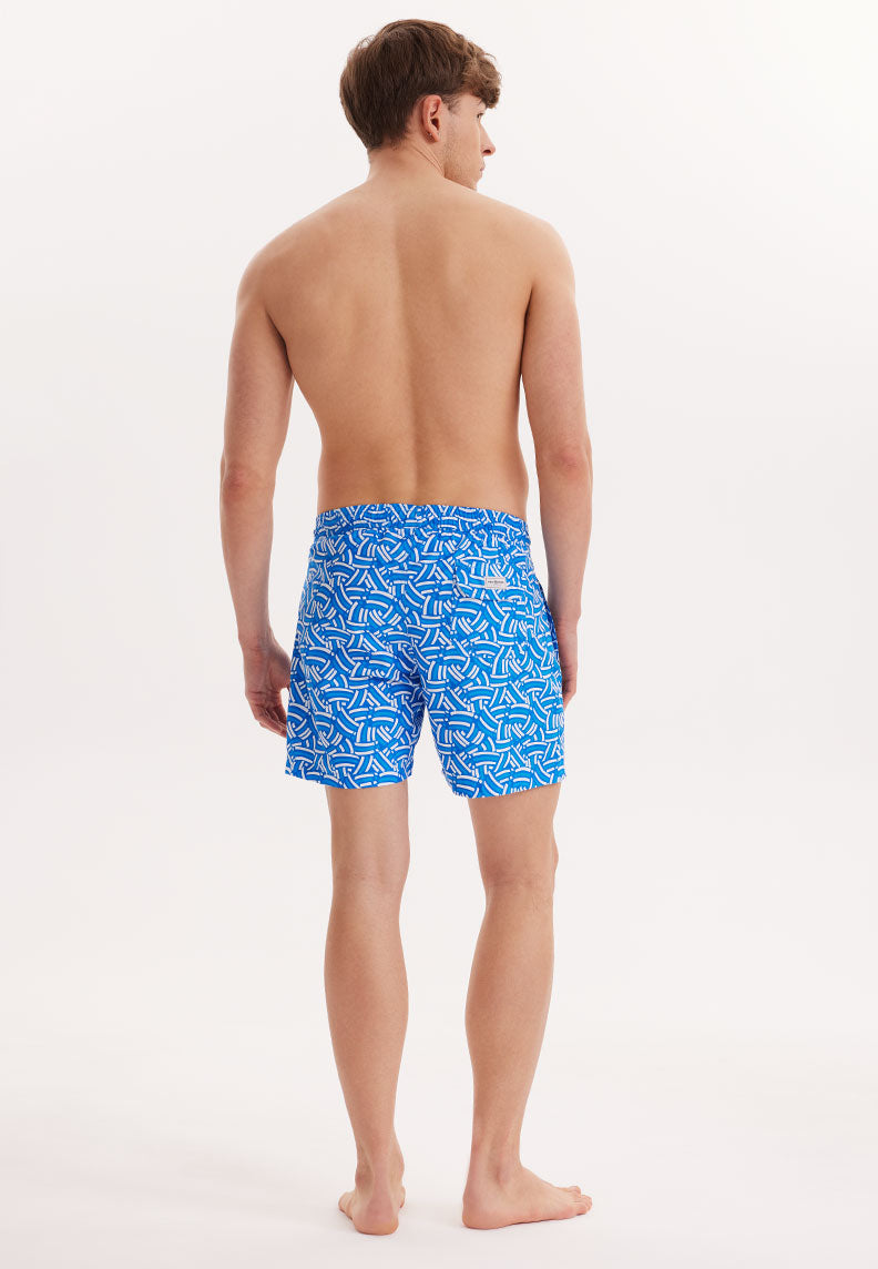 WMGEOMETRIC CURVE SWIM SHORTS in Blue AOP - Swim Shorts - Westmark London EU(TR) Store Organik Pamuklu Sürdürülebilir Moda