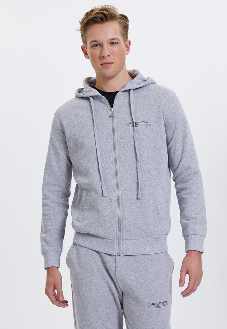 WMRECYCLED ZIP HOODIE in Grey Melange- Sweatshirt - Westmark London EU(TR) Store Organik Pamuklu Sürdürülebilir Moda