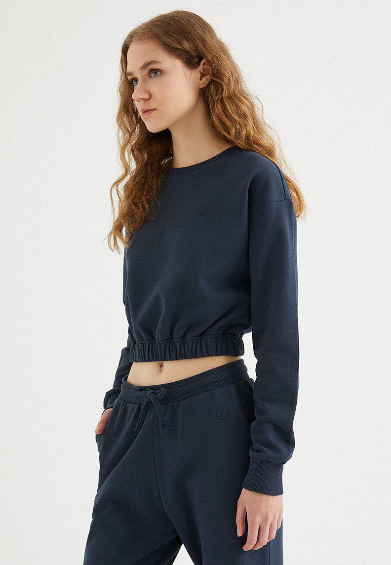 ENJOY ELASTICATED HEM SWEAT in Blue Nights - Sweatshirt - Westmark London EU(TR) Store Organik Pamuklu Sürdürülebilir Moda