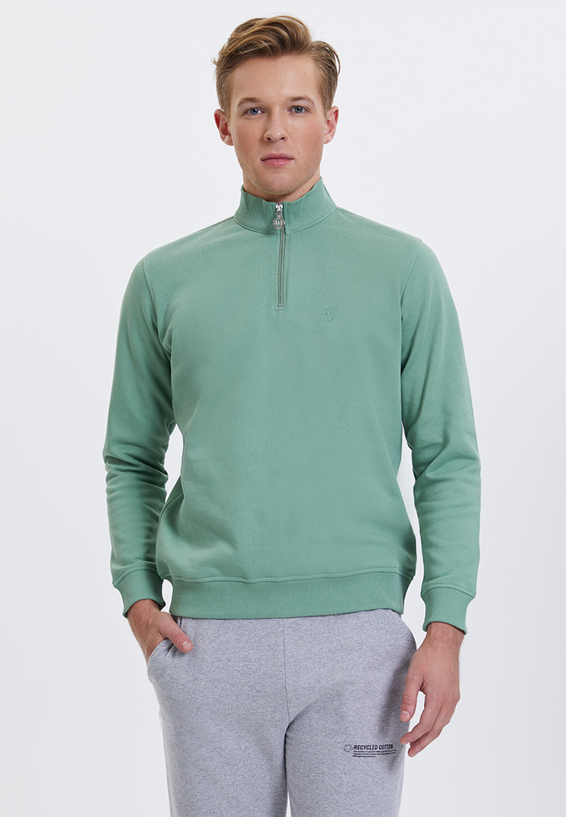 CORE HALF ZIP SWEAT in Hedge Green – Sweatshirt - Westmark London EU(TR) Store Organik Pamuklu Sürdürülebilir Moda
