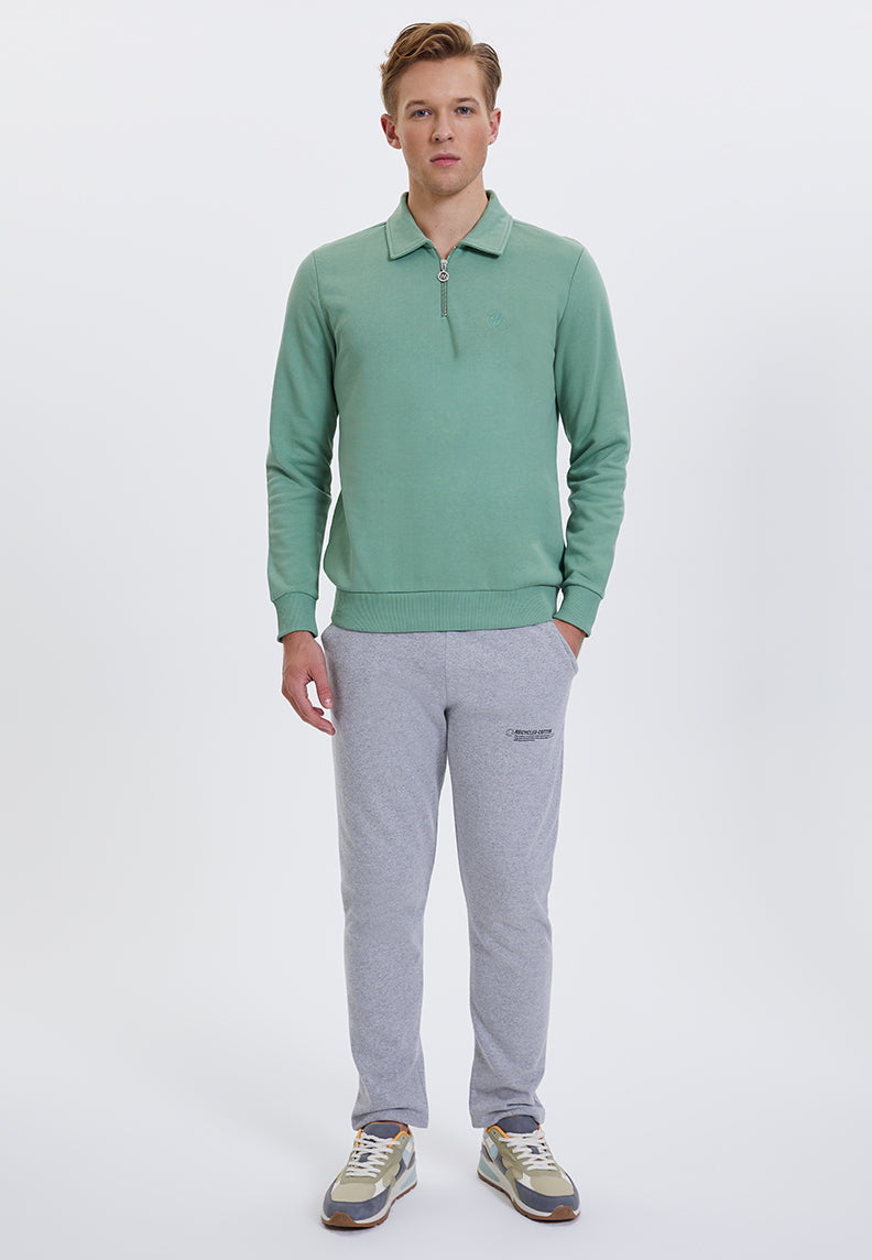 CORE ZIPPED POLO SWEAT in Hedge Green - Sweatshirt - Westmark London EU(TR) Store Organik Pamuklu Sürdürülebilir Moda
