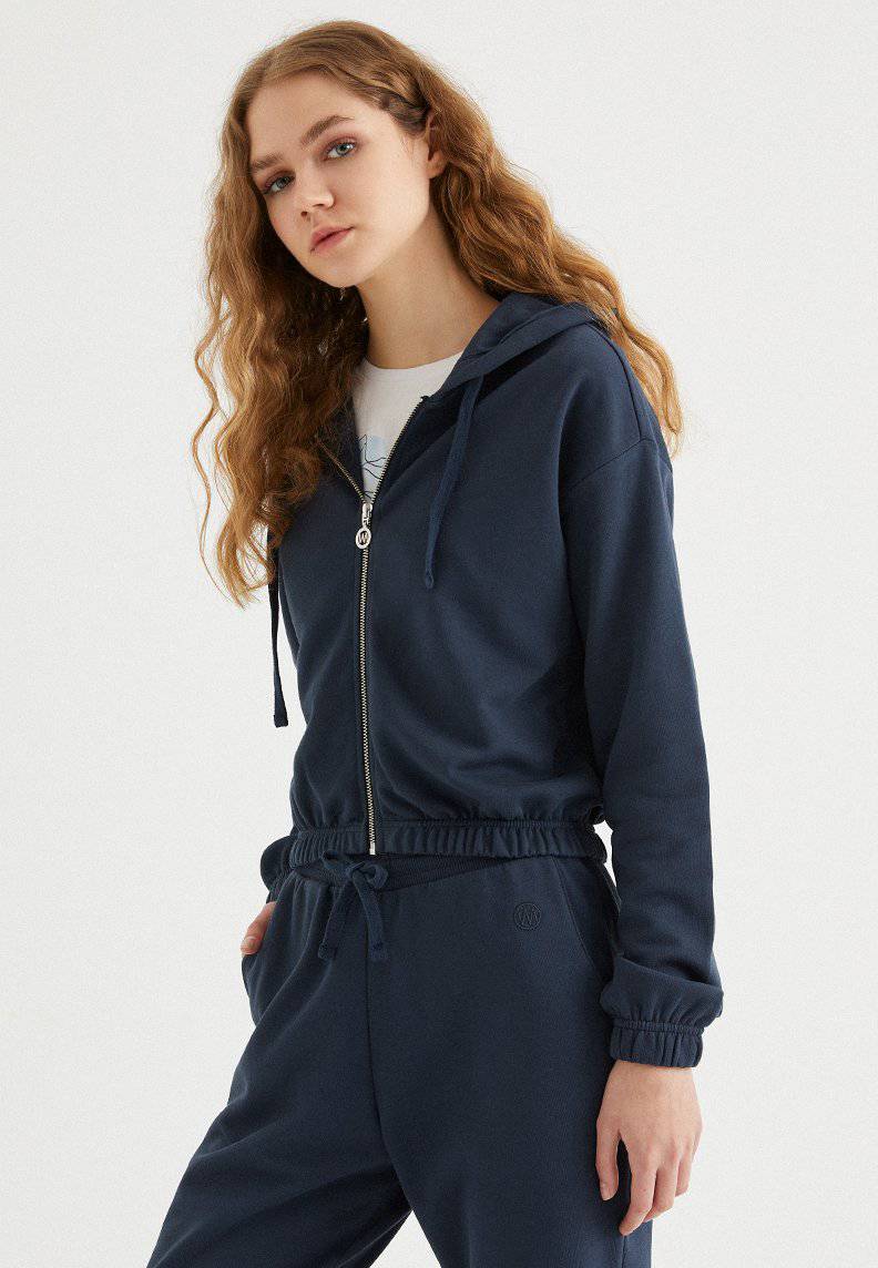 ENJOY CROPPED ZIP HOODIE in Blue Night - Sweatshirt - Westmark London EU(TR) Store Organik Pamuklu Sürdürülebilir Moda