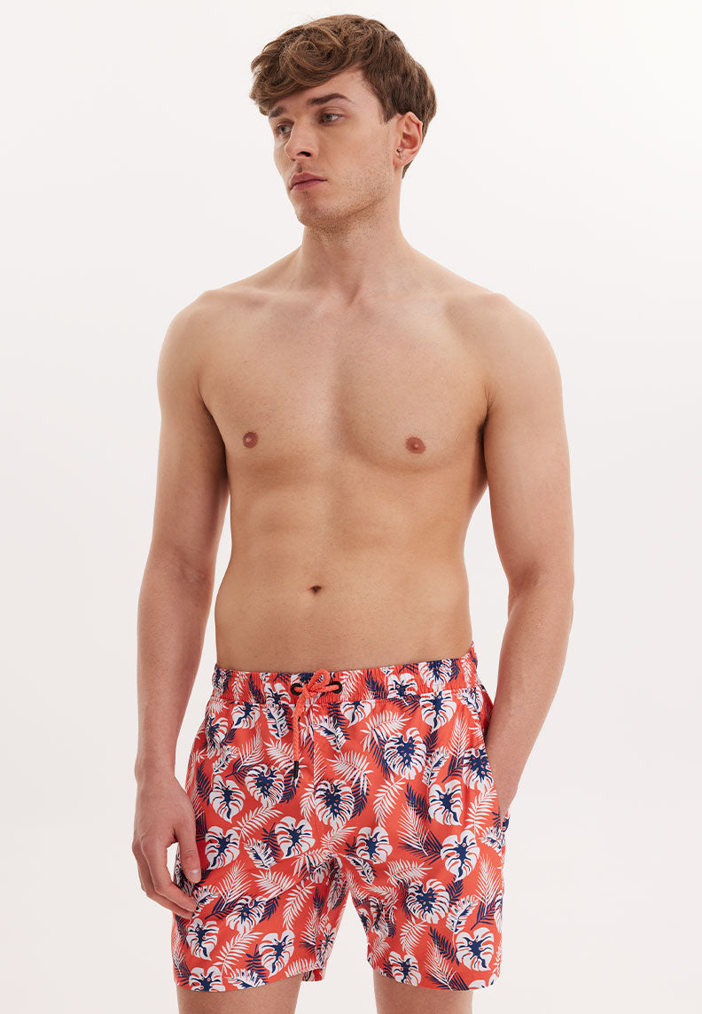 WMBOTANIC PALM SWIM SHORTS in Orange AOP - Swim Shorts - Westmark London EU(TR) Store Organik Pamuklu Sürdürülebilir Moda