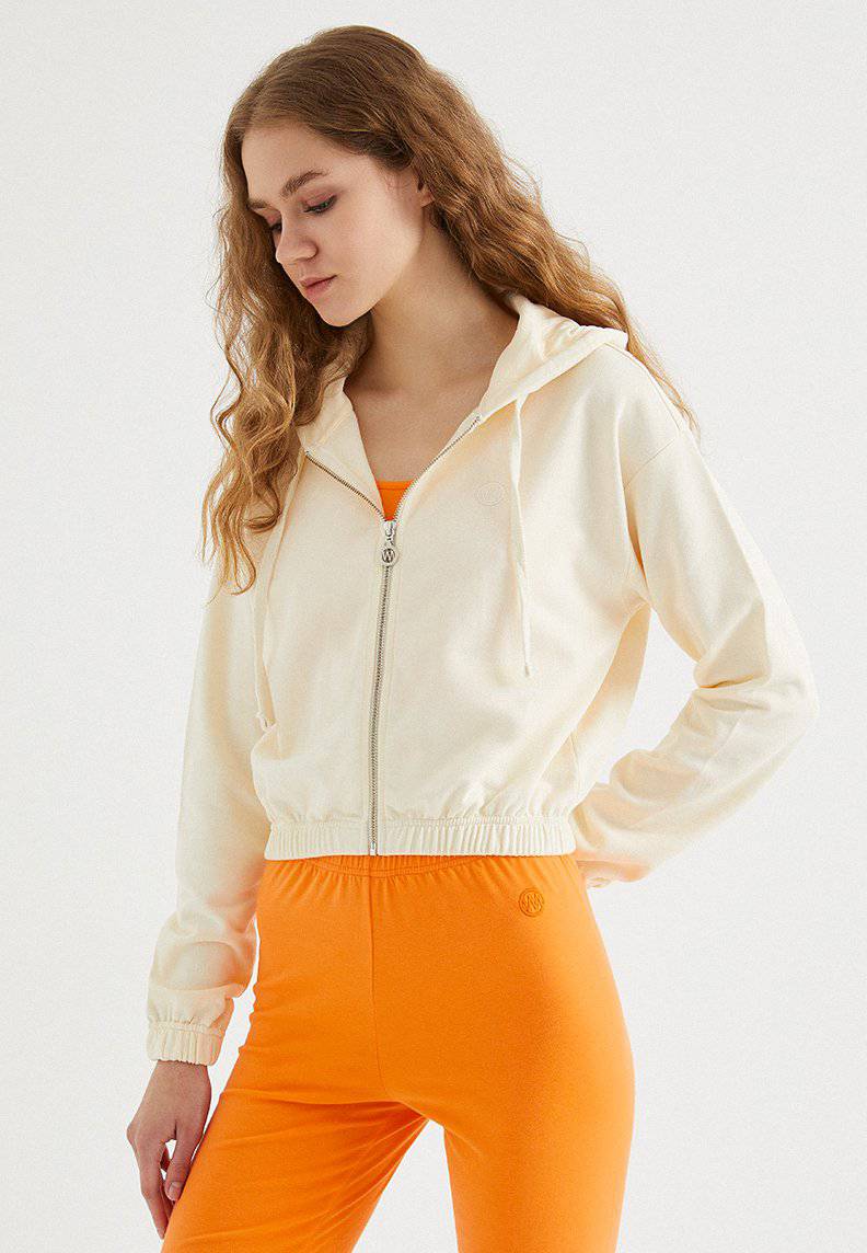 ENJOY CROPPED ZIP HOODIE in Pearled Ivory - Sweatshirt - Westmark London EU(TR) Store Organik Pamuklu Sürdürülebilir Moda