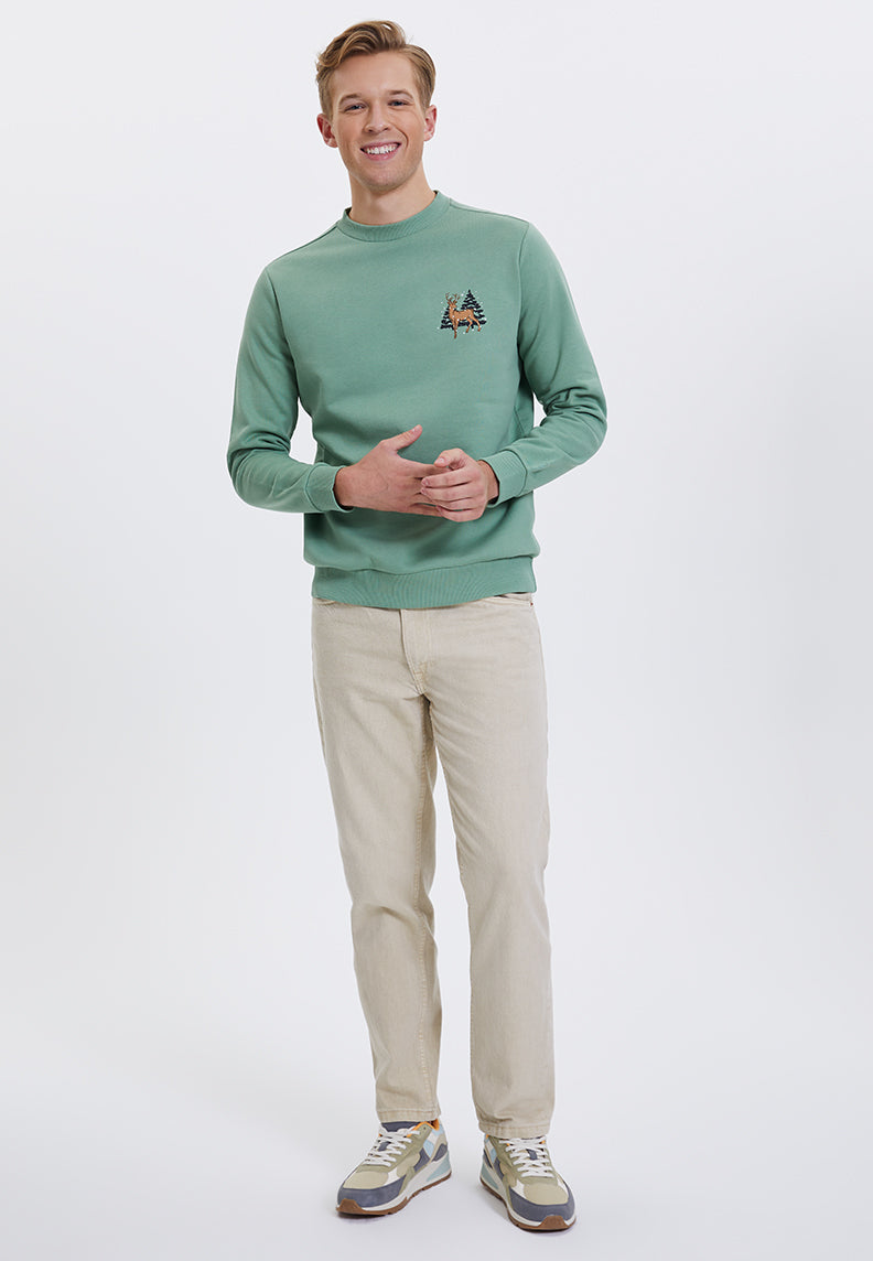WMXMAS DEER SWEAT in Hedge Green - Sweatshirt - Westmark London EU(TR) Store Organik Pamuklu Sürdürülebilir Moda
