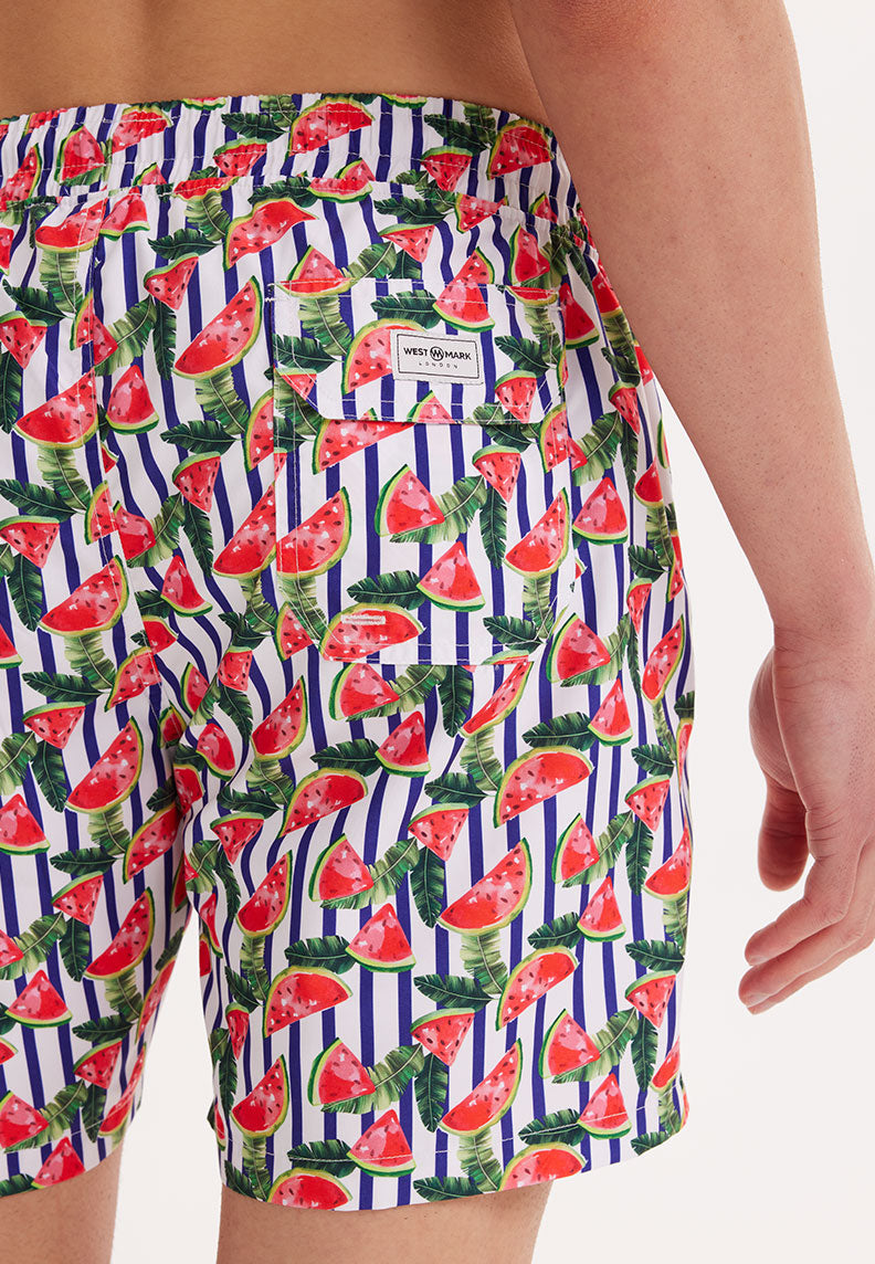 WMSTRIPE MELON SWIM SHORTS in Green AOP - Swim Shorts - Westmark London EU(TR) Store Organik Pamuklu Sürdürülebilir Moda