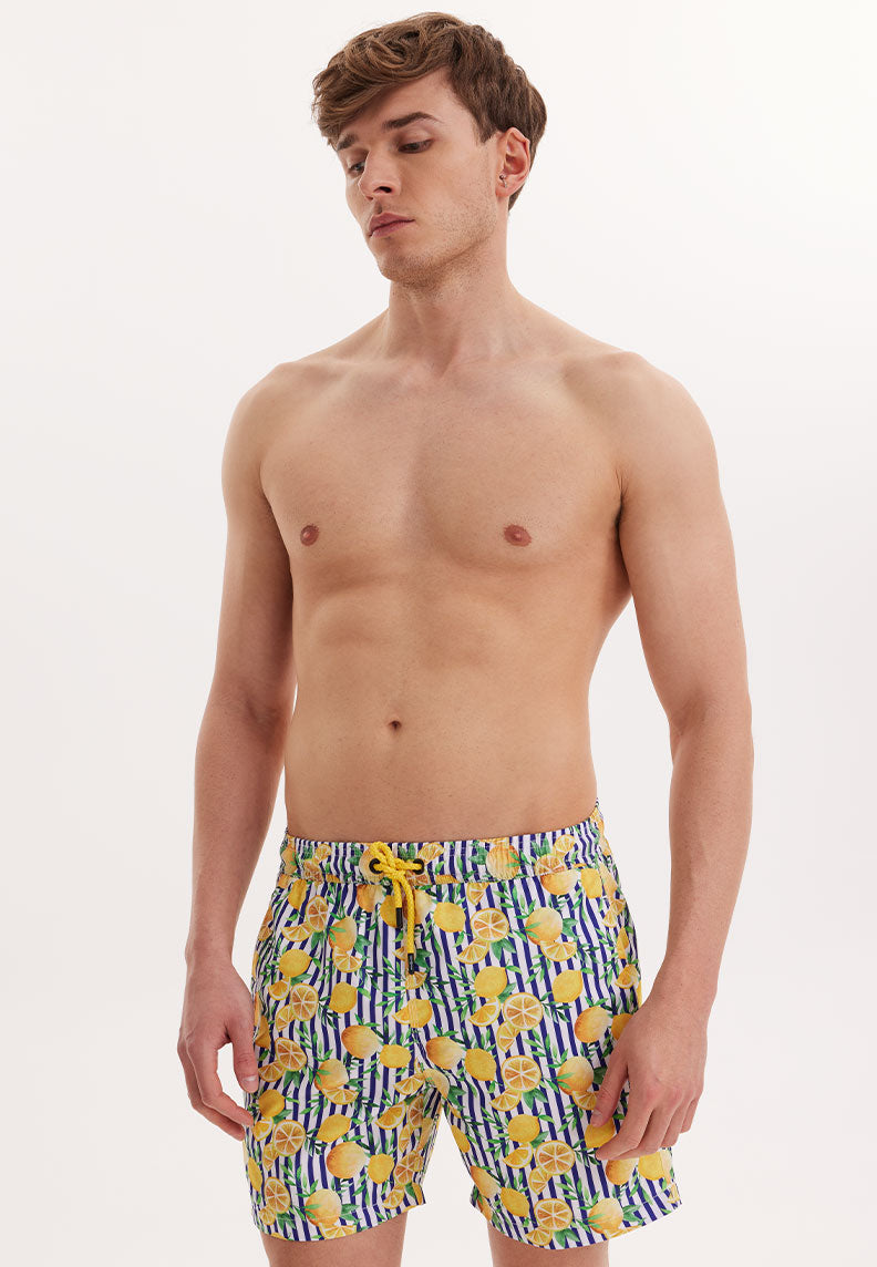 WMSTRIPE LIME SWIM SHORTS in Yellow AOP - Swim Shorts - Westmark London EU(TR) Store Organik Pamuklu Sürdürülebilir Moda