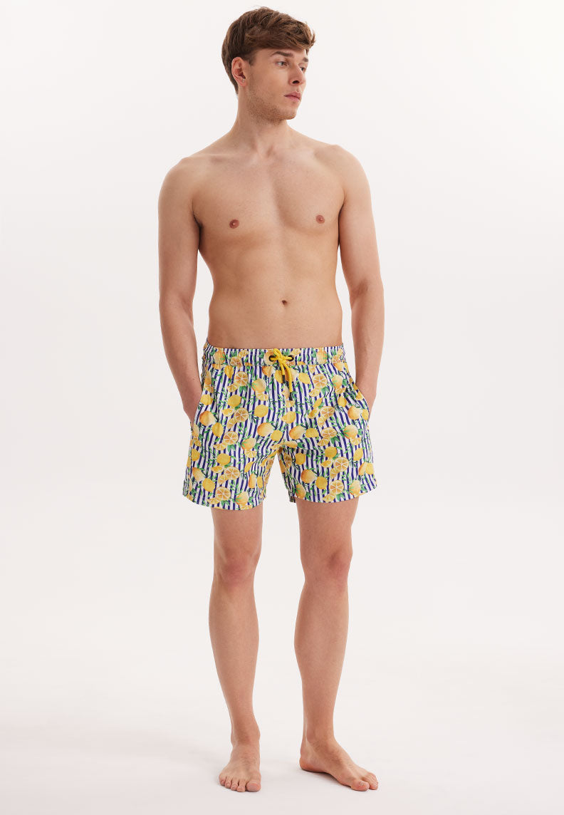 WMSTRIPE LIME SWIM SHORTS in Yellow AOP - Swim Shorts - Westmark London EU(TR) Store Organik Pamuklu Sürdürülebilir Moda