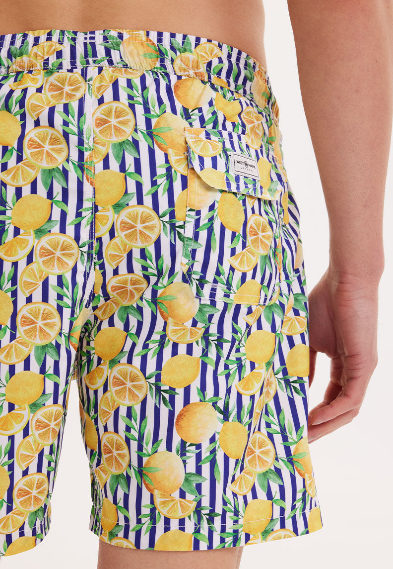 WMSTRIPE LIME SWIM SHORTS in Yellow AOP - Swim Shorts - Westmark London EU(TR) Store Organik Pamuklu Sürdürülebilir Moda