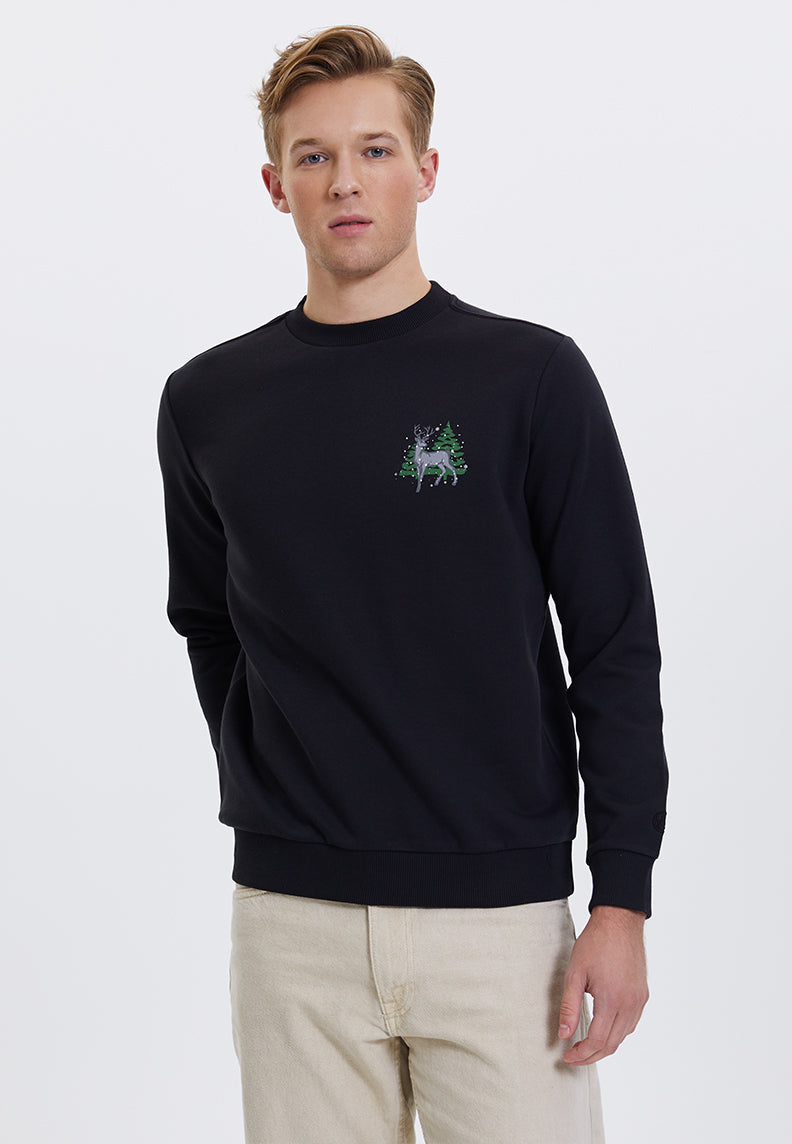 WMXMAS DEER SWEAT in Black– Sweatshirt - Westmark London EU(TR) Store Organik Pamuklu Sürdürülebilir Moda