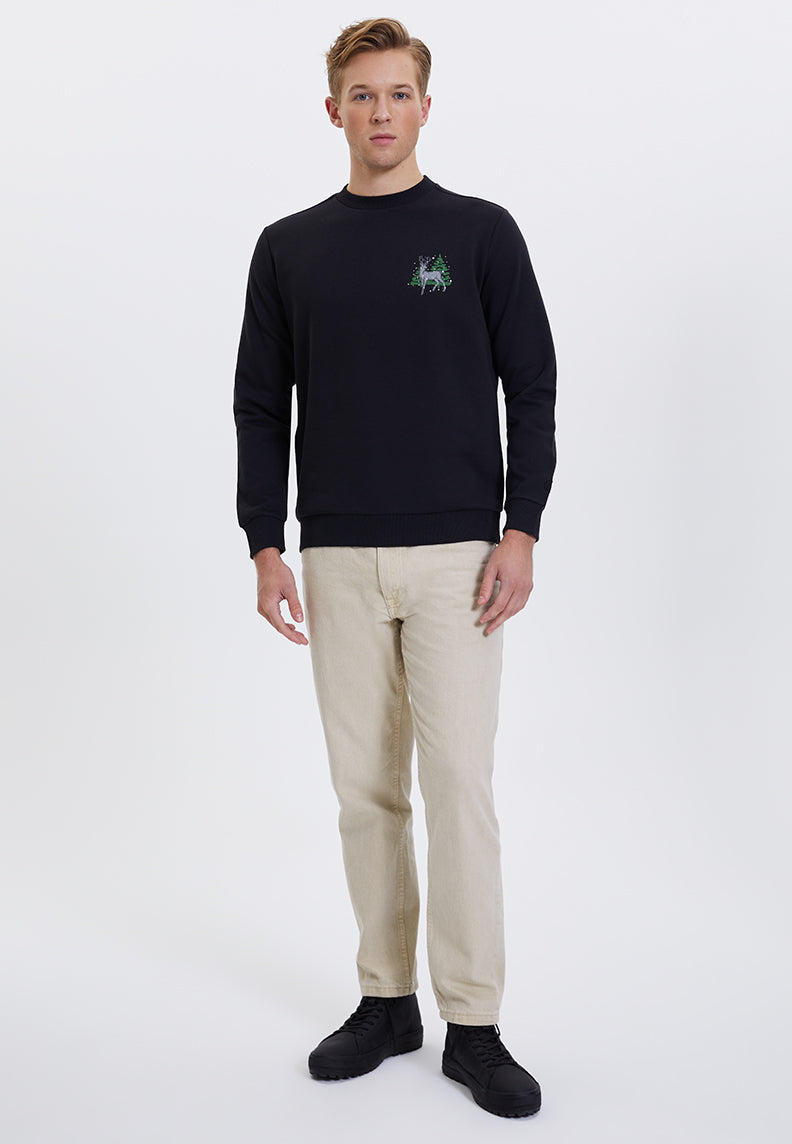 WMXMAS DEER SWEAT in Black - Sweatshirt - Westmark London EU(TR) Store Organik Pamuklu Sürdürülebilir Moda