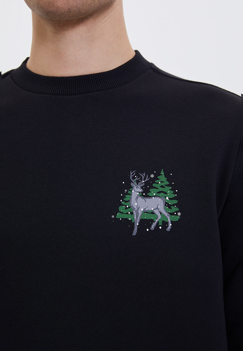 WMXMAS DEER SWEAT in Black– Sweatshirt - Westmark London EU(TR) Store Organik Pamuklu Sürdürülebilir Moda