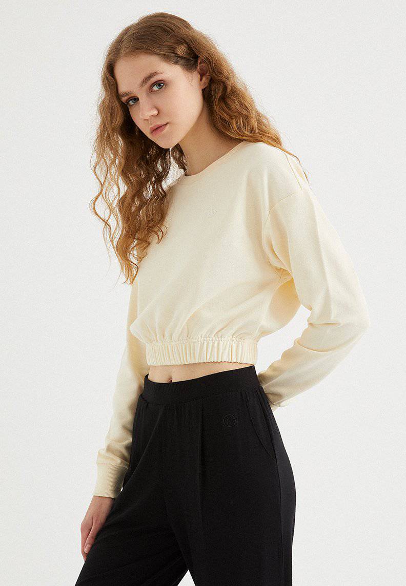 ENJOY ELASTICATED HEM SWEAT in Pearled Ivory - Sweatshirt - Westmark London EU(TR) Store Organik Pamuklu Sürdürülebilir Moda