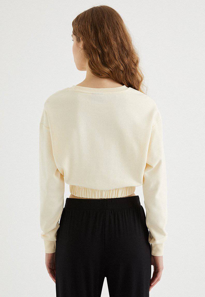 ENJOY ELASTICATED HEM SWEAT in Pearled Ivory - Sweatshirt - Westmark London EU(TR) Store Organik Pamuklu Sürdürülebilir Moda