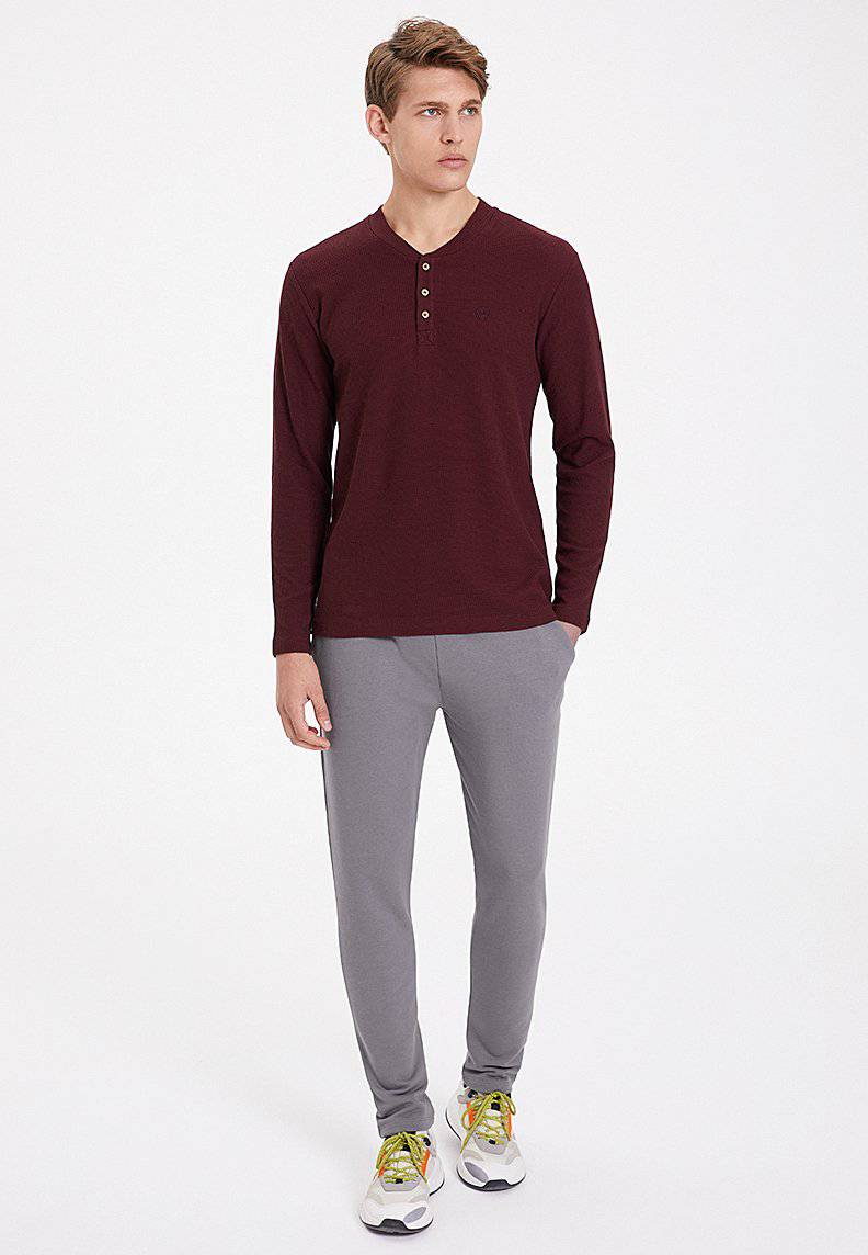 ESSENTIALS LONG SLEEVE HENLEY in Port Royale - T-Shirt - Westmark London EU(TR) Store Organik Pamuklu Sürdürülebilir Moda