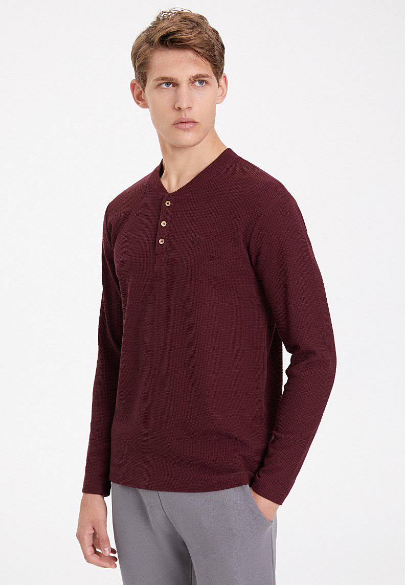 ESSENTIALS LONG SLEEVE HENLEY in Port Royale - T-Shirt - Westmark London EU(TR) Store Organik Pamuklu Sürdürülebilir Moda