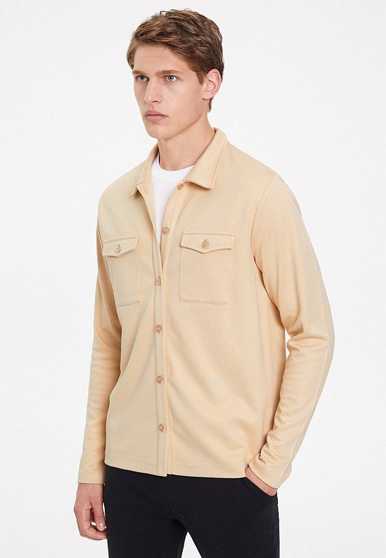 ESSENTIALS OVERSHIRT in Semolina - Overshirt - Westmark London EU(TR) Store Organik Pamuklu Sürdürülebilir Moda