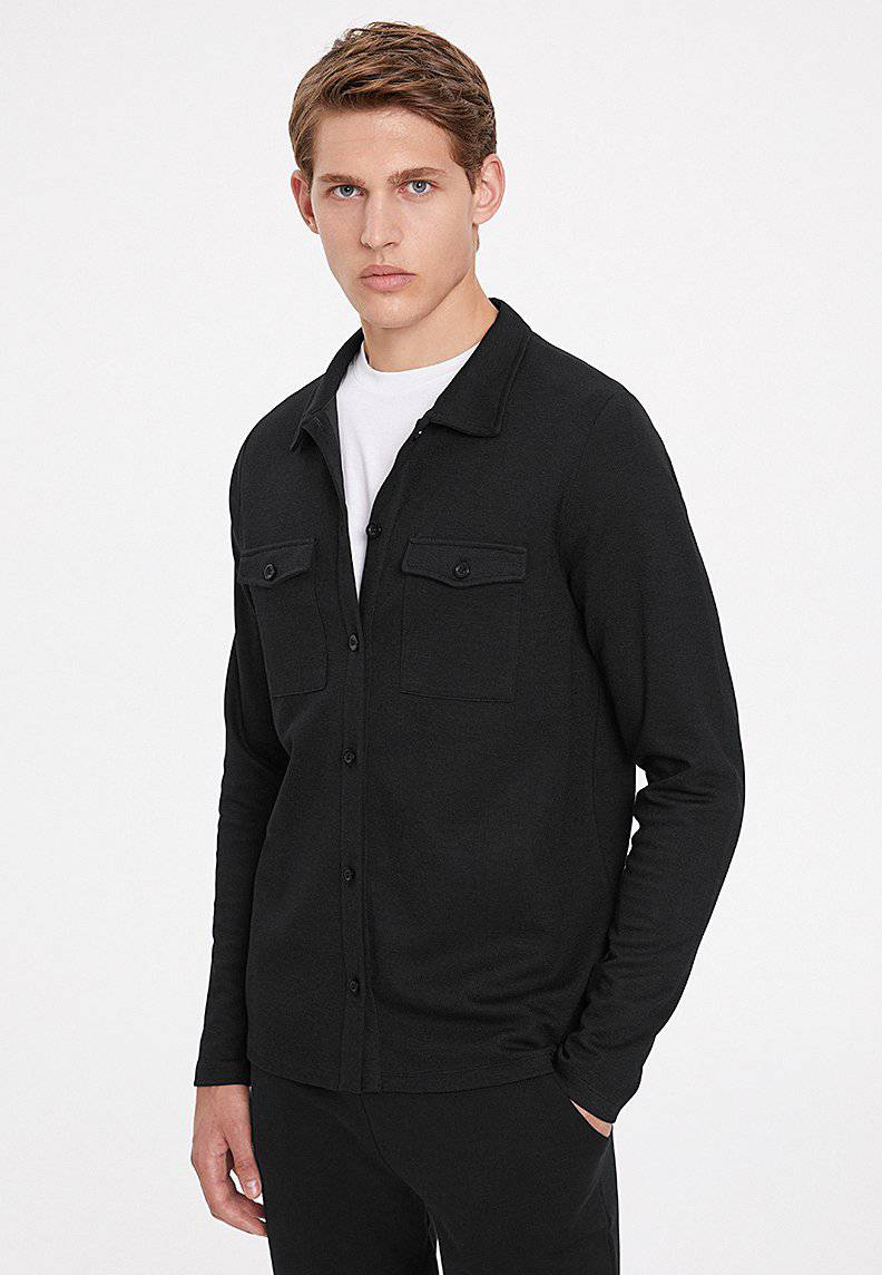 ESSENTIALS OVERSHIRT in Black - Overshirt - Westmark London EU(TR) Store Organik Pamuklu Sürdürülebilir Moda