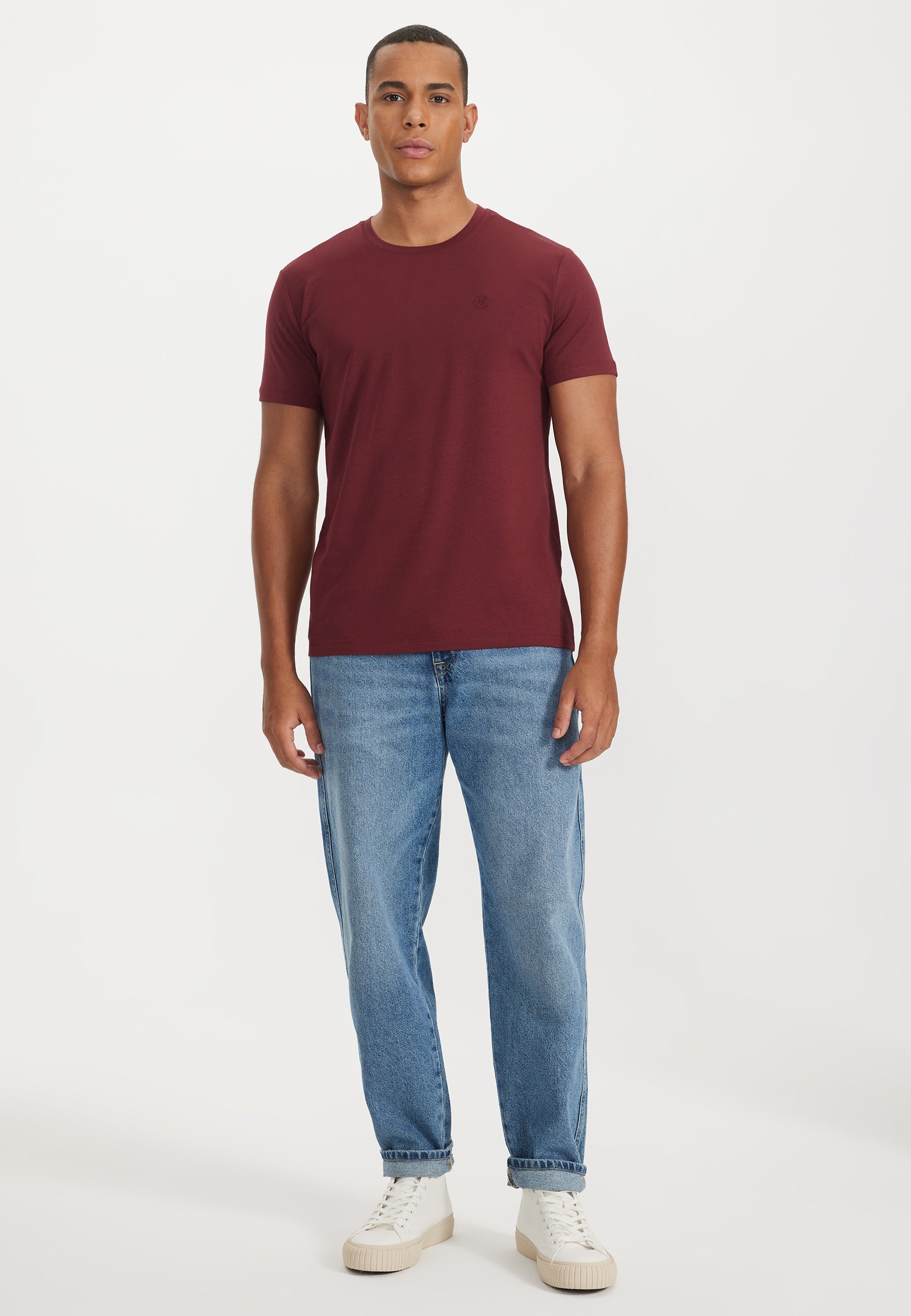 Bordo Bisiklet Yaka Regular Fit Modal Pamuk Karışımlı Basic Erkek T-Shirt PARKER - T-Shirt - Westmark London EU(TR) Store Organik Pamuklu Sürdürülebilir Moda