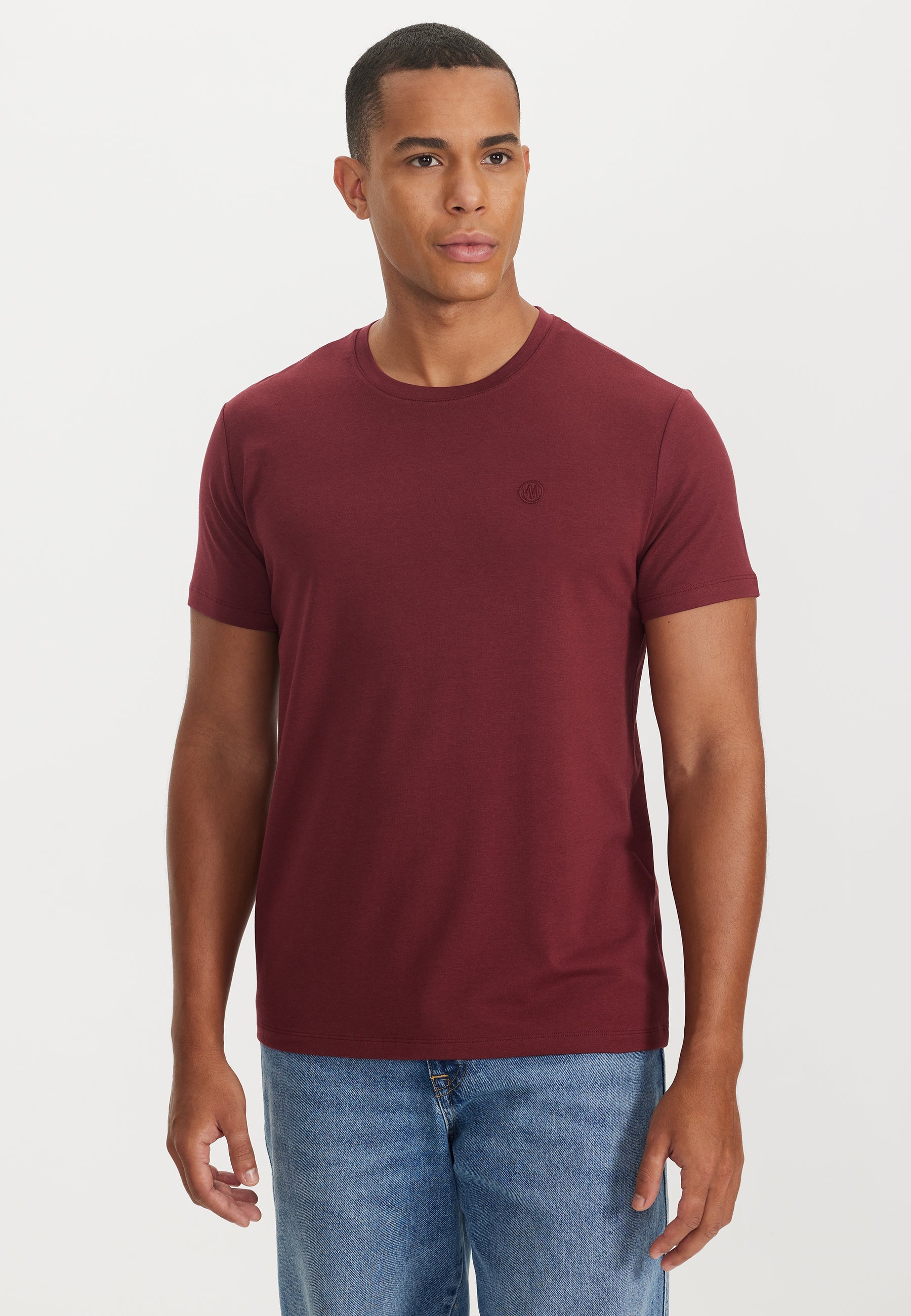 Bordo Bisiklet Yaka Regular Fit Modal Pamuk Karışımlı Basic Erkek T-Shirt PARKER - T-Shirt - Westmark London EU(TR) Store Organik Pamuklu Sürdürülebilir Moda