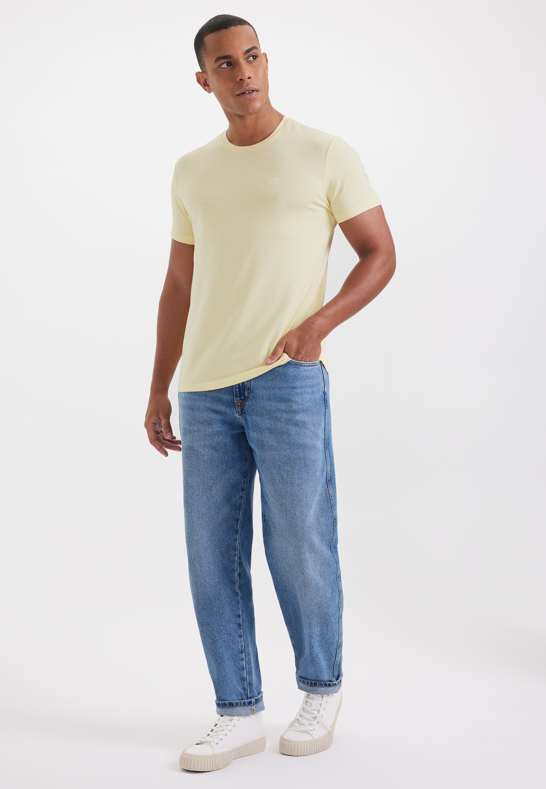Açık Sarı Bisiklet Yaka Regular Fit Modal Pamuk Karışımlı Basic Erkek T-Shirt PARKER - T-Shirt - Westmark London EU(TR) Store Organik Pamuklu Sürdürülebilir Moda