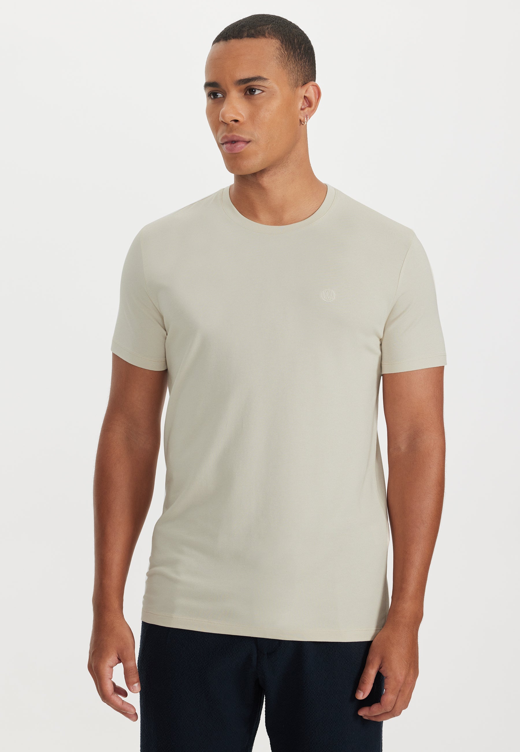 Bej Bisiklet Yaka Regular Fit Modal Pamuk Karışımlı Basic Erkek T-Shirt PARKER - T-Shirt - Westmark London EU(TR) Store Organik Pamuklu Sürdürülebilir Moda