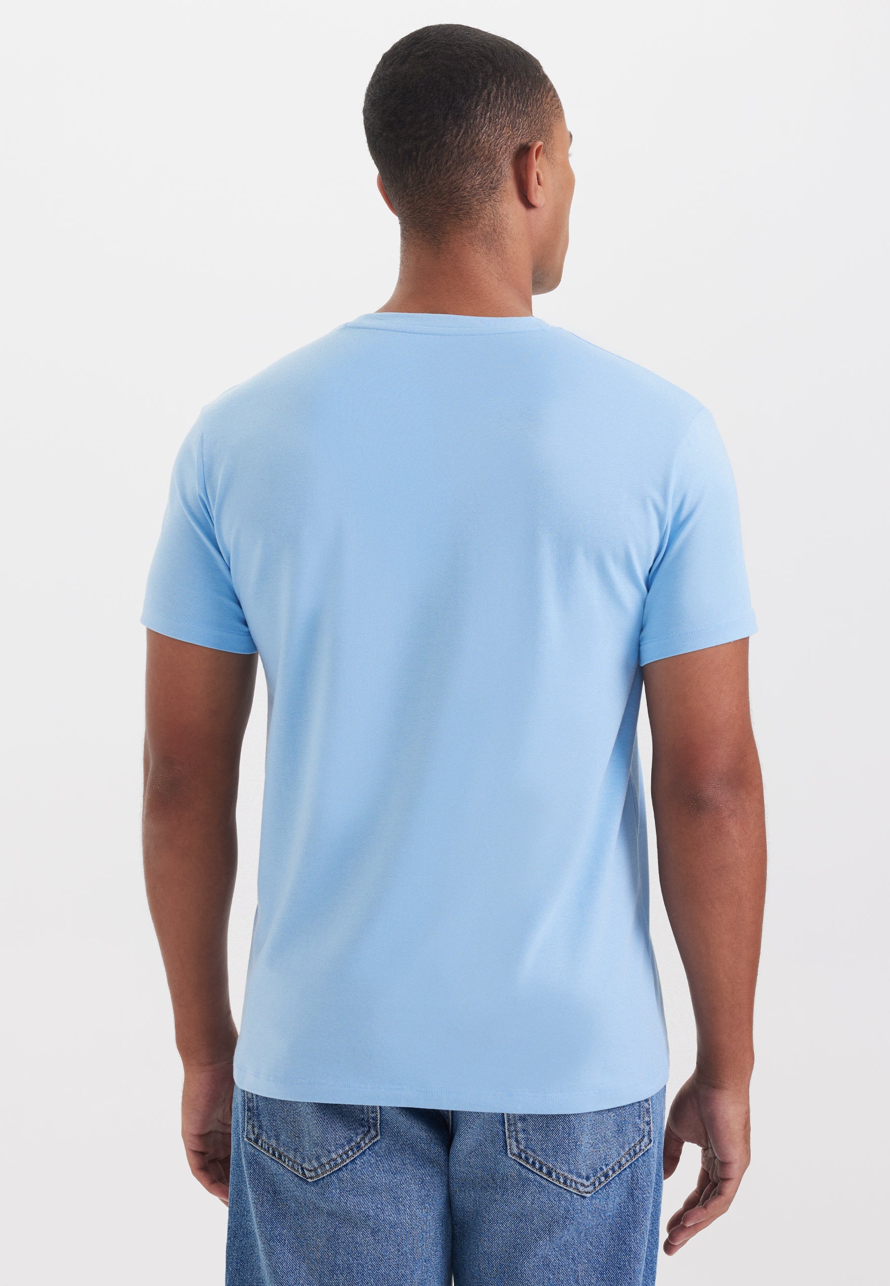 Açık Mavi Bisiklet Yaka Regular Fit Modal Pamuk Karışımlı Basic Erkek T-Shirt PARKER - T-Shirt - Westmark London EU(TR) Store Organik Pamuklu Sürdürülebilir Moda